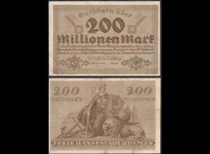 Bremen 200 Millionen Mark Banknote 1923 F (4) (28934
