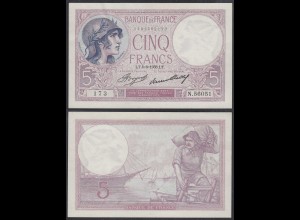 Frankreich - France - 5 Francs Banknote 8-6-1933 Pick 72e XF (2) (29140