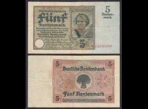 Rentenbankschein 5 Rentenmark 1926 Ro 164b Pick 169 F+ (4+) Serie N (29402