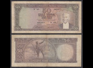 Türkei - Turkey - 50 Lira 1964 Banknote Pick 175 F (4) (29448