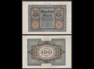 Ro 67a 100 Mark Reichsbanknote 1920 Pick 69 UDR: F Serie P VF (3) (29509