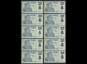 NIGERIA 10 Stück á 10 Naira 2008 Pick 34d UNC (1) Dealer Lot Polymer (89234