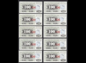 BOSNIEN - HERZEGOVINA 10 St. á 100.000 Dinara 15.10.1993 Pick 56f VF/XF (2/3) 
