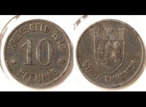 EMMERICH 10 Pfennig 1918 Notgeld Kriegsgeld Eisen Funck 118.2 (n771