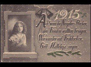 AK 1915 Neujahr Glückwunsch Gedicht Mädchen (12430