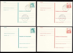 BRD/BERLIN 4 Stück BURGEN & SCHLÖSSER Ganzsachen Frage & Antwortkarten (30344