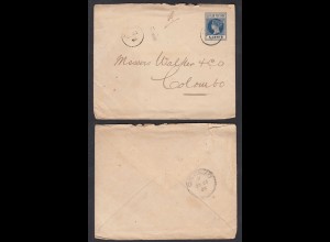 Ceylon 1895 alte 5 Cent Ganzsache Postal History STATIONERY COVER nach Colombo