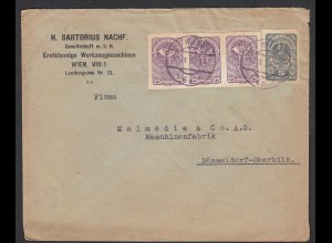 Österreich Wien Geschäftsbrief nach Düsseldorf mit 3er Streifen 25 Heller (30574