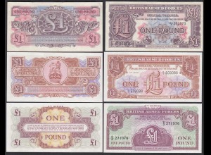 UK BRITISH ARMED FORCES 3 x 1 Pound 2th, 3th + 4th Serie (28385