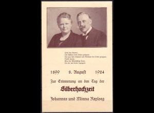 AK 1899 8.August 1924 zur Erinnerung Silberhochzeit Johannes + Minna Reploeg