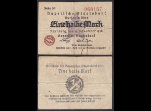 Bayern - Bayrische Staatsbank 1/2 Mark Nürnberg 1918 (31067
