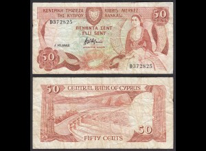 Zypern - Cyprus 50 Cents Banknote 1.10.1983 Pick 49a F (4) (31085