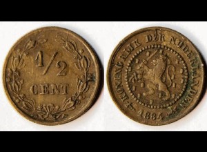 Niederlande - Netherlands - NEDERLAND 1/2 Cent 1884 (r794