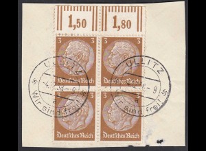 Böhmen & Mähren Briefstück Stempel ULLITZ 1938 4er Block (27189