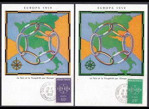 Frankreich - France 2 Stück Maximumkarten Europa 1959 Satz (25974