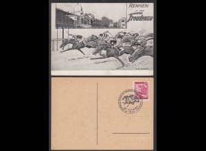 Österreich 20.10.1946 AK mit SST Pferde-Rennen Freudenau Austria-Preis Wien