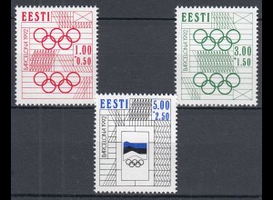 Estland - Estonia 1992 Mi.180-82 postfr. ** MNH Olympiade Barcelona (31250