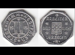 Hamm Notgeld Westfalen 2 Pfennig 1919 Eisen bankfrisch Funck 191.11 RAR (31293