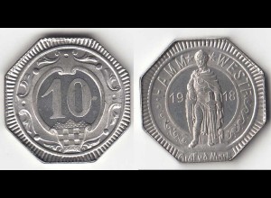 Hamm Notgeld Westfalen 10 Pfennig 1918 Eisen bankfrisch Funck 191.8 (31294