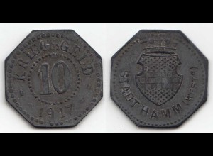 Hamm Westfalen 10 Pfennig 1917 Zink Funck 191.4 Notgeld/Kriegsgeld (31295