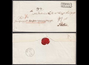 CÜSTRIN R2 um 1850 alter Umschlag nach STETTIN (28684