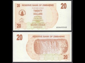 Simbabwe - Zimbabwe 20 Dollars 2007 Pick 40 UNC (1) (31455