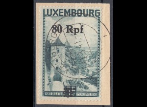 Deutsche Besetzung Luxemburg 80 Rpf. auf 5 Fr. 1940 Mi. 31 Brfstck. used (70078