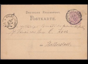 1879 FREYSTADT I SCHL K1 5 Pfennige Ganzsachenkarte nach HALBERSTADT (31472