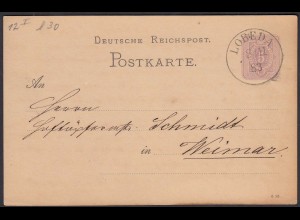 1883 LOBEDA K1 5 Pfennig Ganzsachenkarte nach WEIMAR (31474
