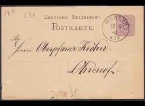 1883 MEHLIS K1 5 Pfennig Ganzsachenkarte nach OHRDRUF (31476