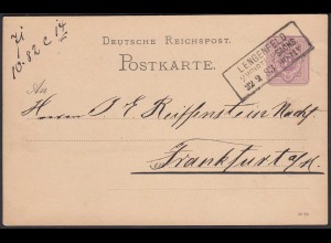 1883 LENGENFELD I/VOIGTL. I/SACHS. R3 5 Pfg Ganzsachenkarte n FRANKFURT (31482
