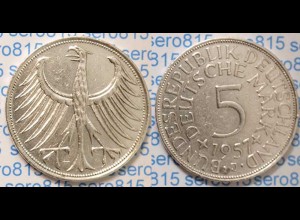 5 DM Silber-Adler Silberadler Münze 1957 J Jäger 387 BRD (p019
