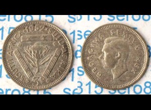 Südafrika - South Africa 3 Pence Münze Silber 1952 Georg VI. 1936-1952 (p487