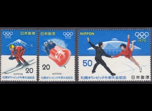Japan 1972 Mi 1138-1140 ** MNH Olympische Winterspiele Sapporo - (70151