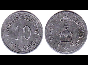 Münster Westfalen Germany 10 Pfennig Notgeld/Warmoney 1917 zinc RAR (4103