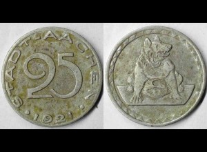Aachen Germany 25 Pfennig Dog Notgeld/Emergency Money 1921 Iron (4120