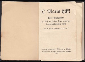 Maria hilf - vier Andachten von Paul Humpert - Verlag Laumann Dülmen 1933