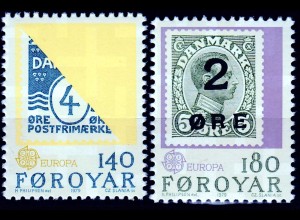 Färöer – Faroe Islands 1979 Mi. 43-44 ** MNH Cept Briefmarke auf Briefmarke