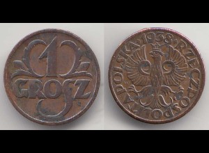 Polen - Poland 1 Grosz 1938 Münze (31626