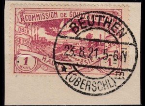 Oberschlesien - Upper Silesia 1 Mark Mi. 26 used gebraucht Briefstück – on piece