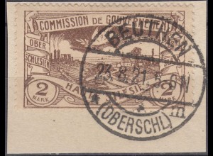 7Oberschlesien - Upper Silesia 2 Mark Mi. 27 used gebraucht Briefstück (70185