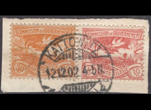  Oberschlesien - Upper Silesia Mi. 16 + 20 used 10 + 30 Pfennig Briefstück 1920