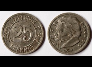 Bonn 25 Pfennig Token Notgeld 1920 Iron Beethoven (r921