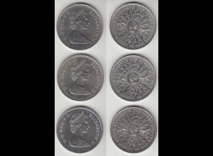 Grossbritannien UK 3 Stück Münzen Geburtstags der Königin Mutter 1980 (31692