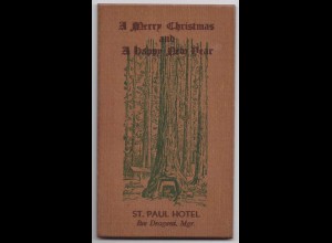 AK Weihnachten + Neu Jahr Original Holz Karte USA St.Paul Hotel Bee Dragani RAR