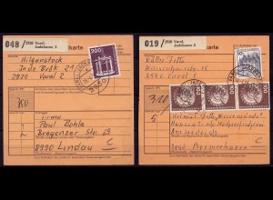 VAREL - JADEBUSEN 1978 auf 2 Paketkarten (b970