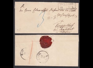 ca.1840 BELGARD R2 Pommern alter Umschlag nach KREPPELHOF Schlesien (32119
