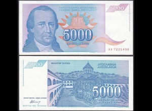 Jugoslawien - YUGOSLAVIA - 5000 Dinara 1994 UNC (1) Pick 141 (12754