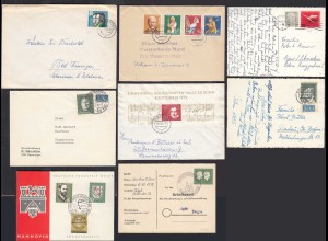 BRD BUND 8 Stück ältere Briefe/Karten meist 50er Jahre Gelegenheit (32352