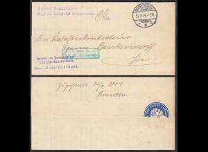 SWINEMÜNDE Amtsgericht Post-Zustellungsurkunde 1904 mit Ladung (32398